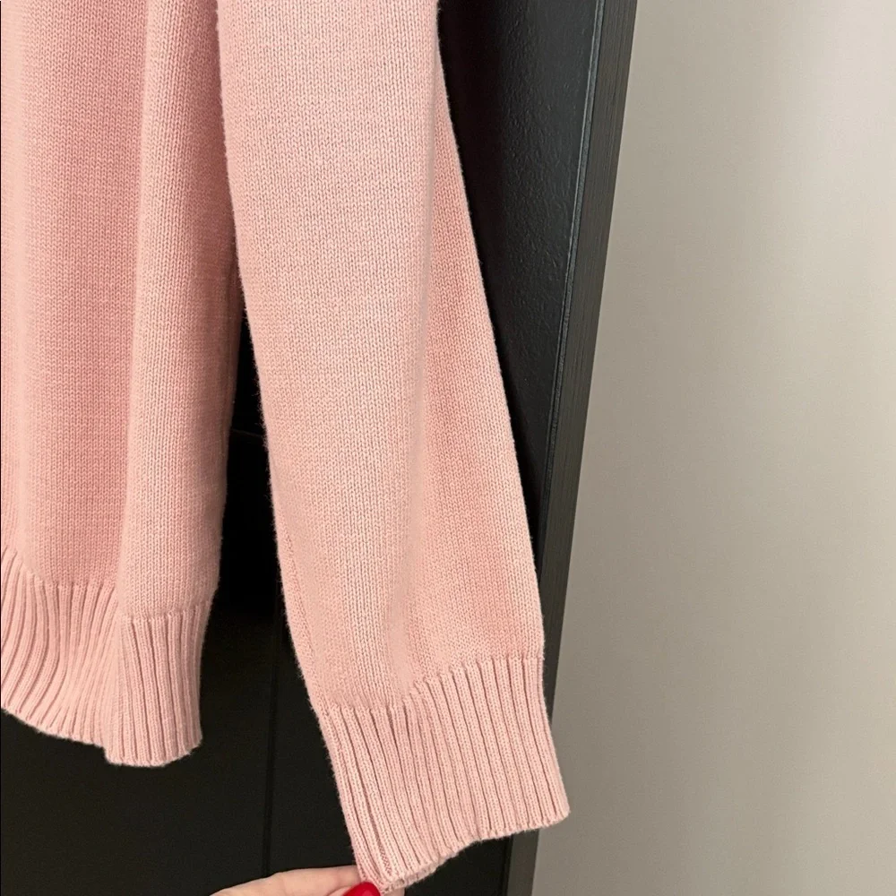 Karen Scott Soft Pink Cowl Neck Front Zip Sweater. 100% Cotton. Size XL